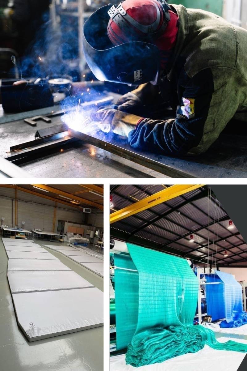 Soudure, découpe de tatamis, préparation de commande dans notre atelier à Saint-Priest Lyon