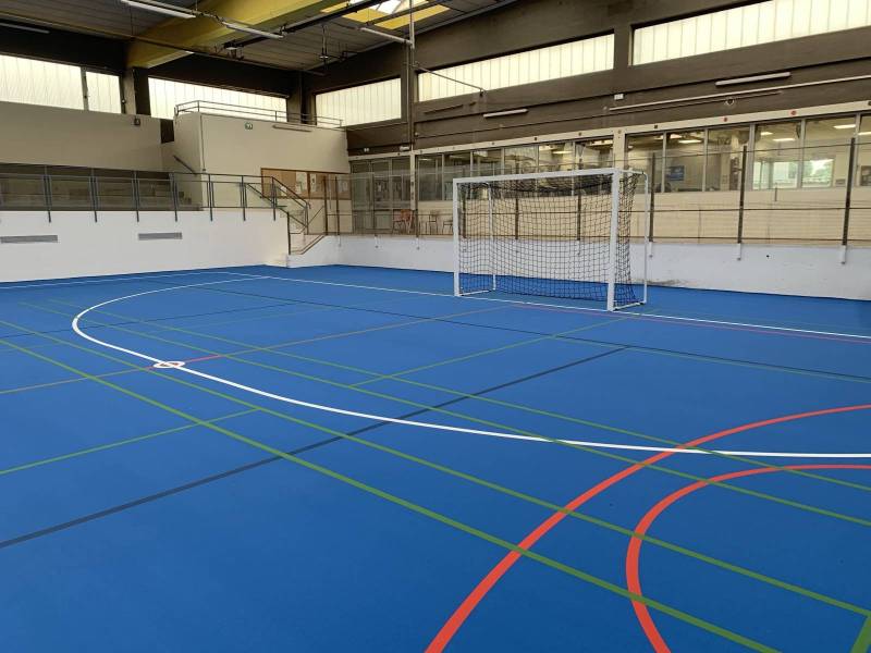 But de hand scolaire avec filet adapté et tracé adapté aux disciplines